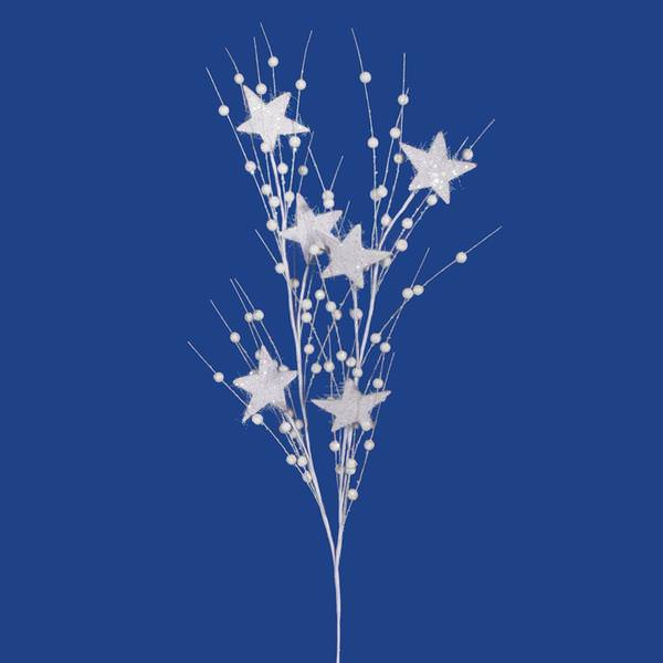 34" White Sparkle Berry Star Spray