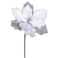 Vickerman 16" Silver Sparkle Amaryllis Pick