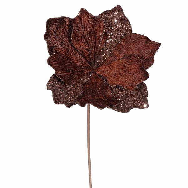 16" Chocolate Sparkle Amaryllis Pick