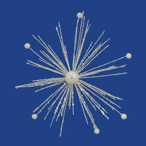 9" White Sparkle Starburst Ornament