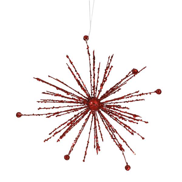 9" Red Sparkle Starburst Ornament