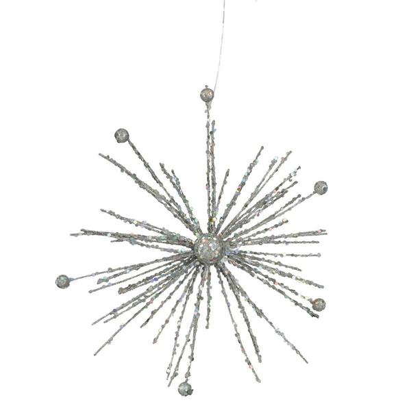 9" Silver Sparkle Starburst Ornament