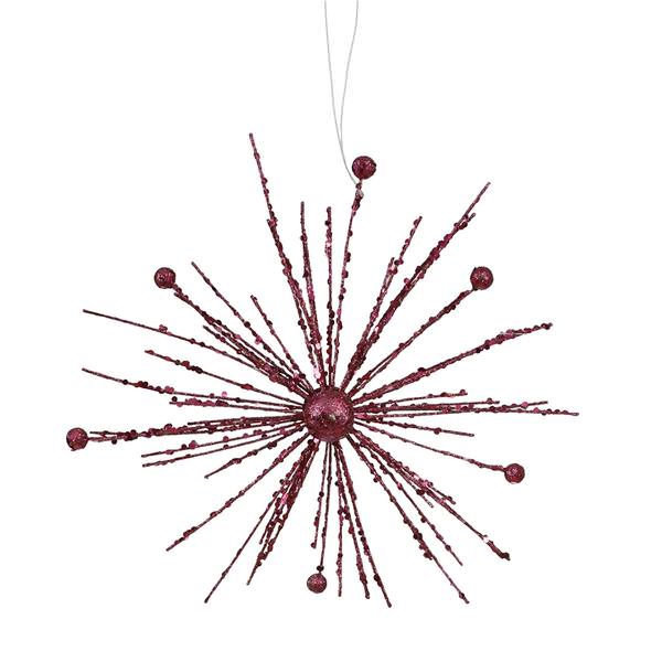 9" Cerise Sparkle Starburst Ornament