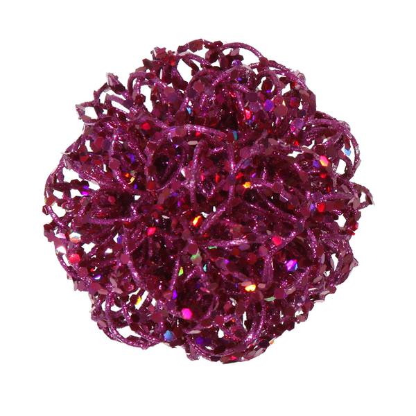3.5" Cerise Sparkle Curly Ball Ornament