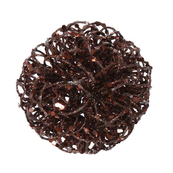 3.5" Chocolate Sparkle Curly Ball Ornament