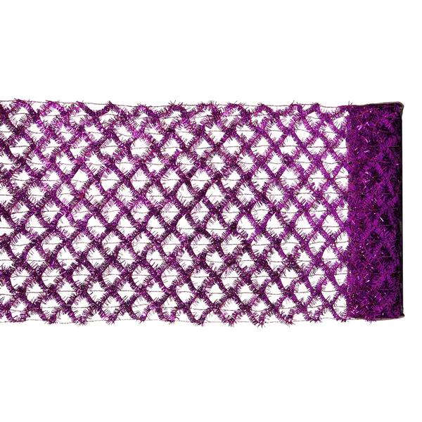 30' x 12" Purple Tinsel Wired Ribbon