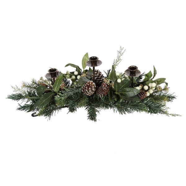 24" Afton Mix Pine / Berry Taper Centerpiece