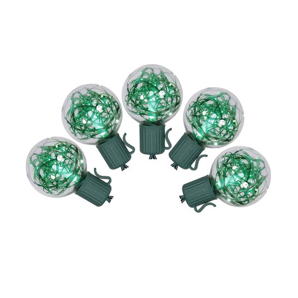 25 Light 25' Green Wire Green Tinsel G40 LED String with 12" Spacing