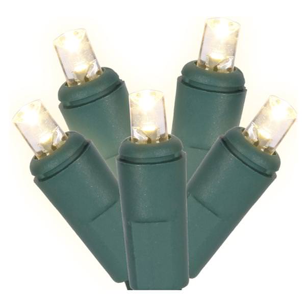 50 Light 25' Green Wire Warm White Twinkle LED Wide Angle Miniature String with 6' Spacing