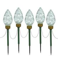 View 100 Light 8.5" Warm White Faceted C9 LED 5 Piece Lawn Stake Set
