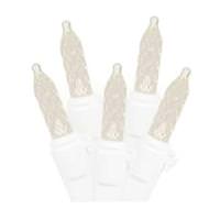 View 70 Light 9' White Wire Warm White Twinkle LED Icicle Light String with 3.5" Spacing