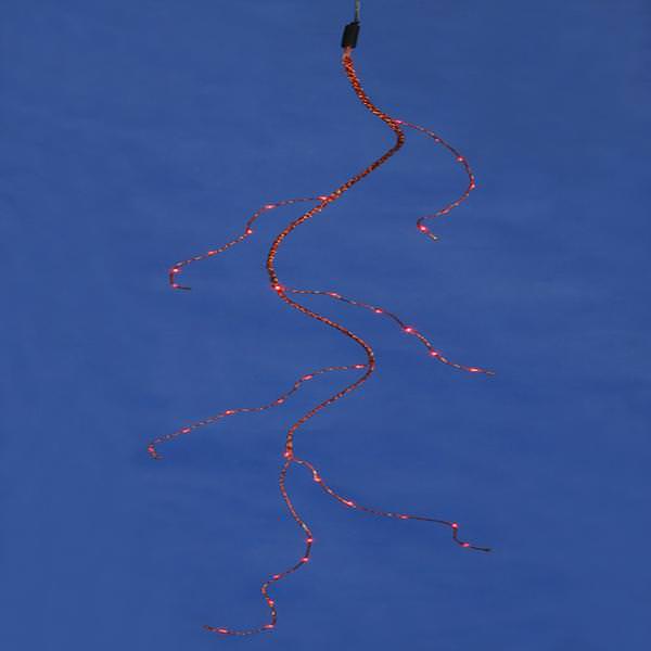 36 Light 4.5' Red Wire Red Tear Drop Battery Operated LED Micro String