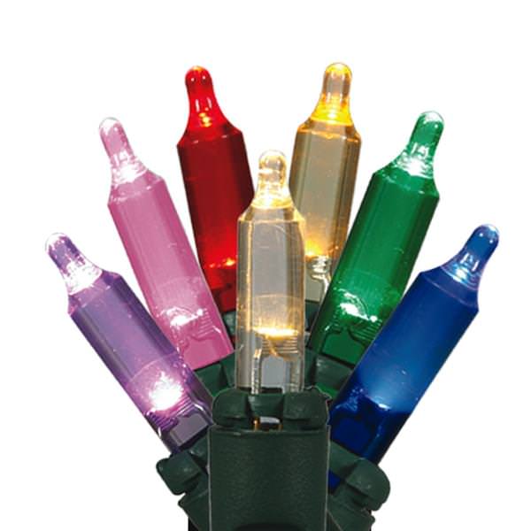 50 Light 23' Green Wire Multi-Color Italian LED Miniature String with 5.5" Spacing