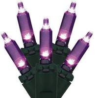 Vickerman 100 Light 46' Green Wire Purple Italian LED Miniature Lights with 5.5" Spacing