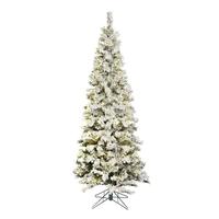 View 4.5' x 26" Artificial Flocked Pacific Pencil 150 Italian LED Warm White Lights