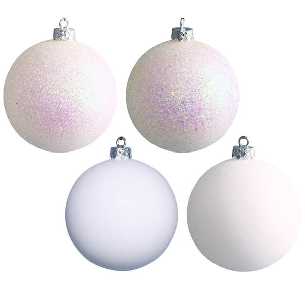 1" White Ball Ornaments 4 Assorted Finishes Assorted (18 pack)