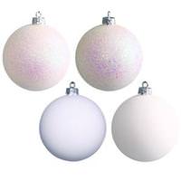 Vickerman 1" White Ball Ornaments 4 Assorted Finishes Assorted (18 pack)