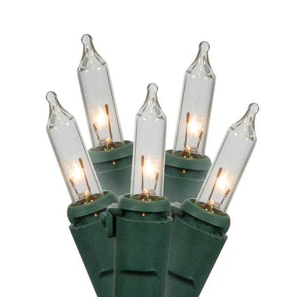 50 Light 16' Green Wire Clear Random Twinkle Miniature String with 4" Spacing