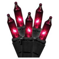 Vickerman 100 Light 33' Black Wire Purple Miniature String with 4" Spacing