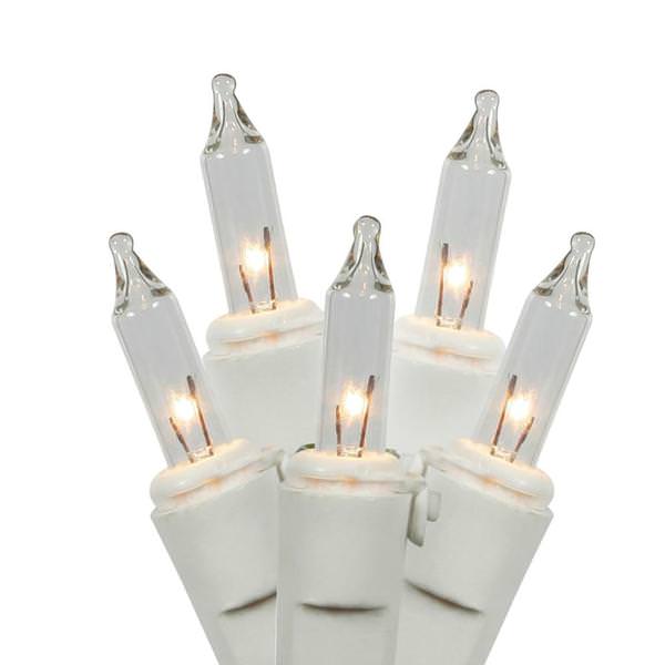 50 Light 16' White Wire Clear Miniature String with 4" Spacing