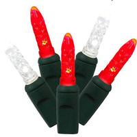 Vickerman 70 Light 9' Green Wire Red / Pure White LED Icicle Light String