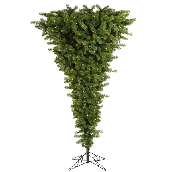 5.5' x 38" Artificial Green Upside Down 250 Clear Lights