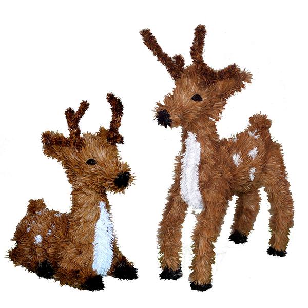 14" Reindeer Standing and Resting Ornament (2 pack)