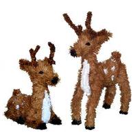 Vickerman 14" Reindeer Standing and Resting Ornament (2 pack)