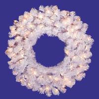 Vickerman 30" Artificial Crystal White Spruce Wreath 70 Clear Lights