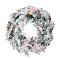 Vickerman 30" Artificial Flocked Alaskan Pine Wreath 70 Multi-Color Lights