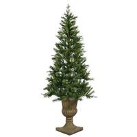 Vickerman 7.5' x 49" Artificial Potted Oneco Half Tree 300 Clear Lights