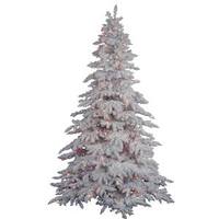 Vickerman 7.5' x 65" Artificial Flocked White Spruce 850 Multi-Color Lights