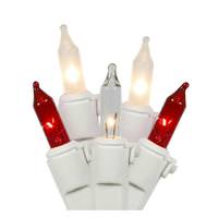 Vickerman 100 Light 46' White Wire Red / White / Clear Miniature String