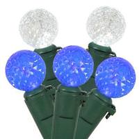 Vickerman 50 Light 17' Green Wire Blue / White G12 Berry LED Miniature String with 4" Spacing