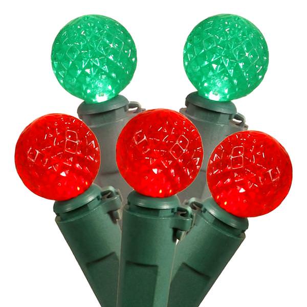 50 Light 17' Green Wire Red / Green G12 Berry LED Miniature String with 4" Spacing