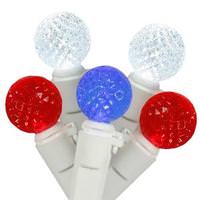 Vickerman 50 Light 17' White Wire Red / White / Blue G12 Berry LED Miniature String with 4" Spacing