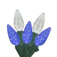 Vickerman 70 Light 35' Green Wire Blue / White C6 LED String with 6" Spacing