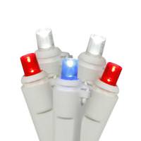 Vickerman 50 Light 25' White Wire Red / White / Blue Wide Angle LED Miniature String with 6" Spacing