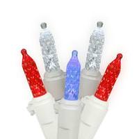 Vickerman 70 Light 35' White Wire Red / White / Blue M5 LED Miniature String with 6" Spacing