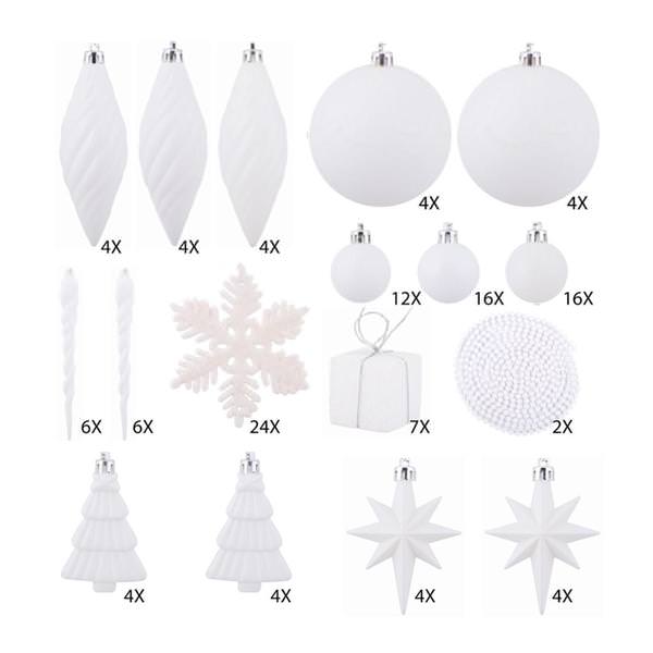 125 Piece White Iridescent Assorted Ornament Set