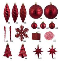 Vickerman 125 Piece Red Assorted Ornament Set