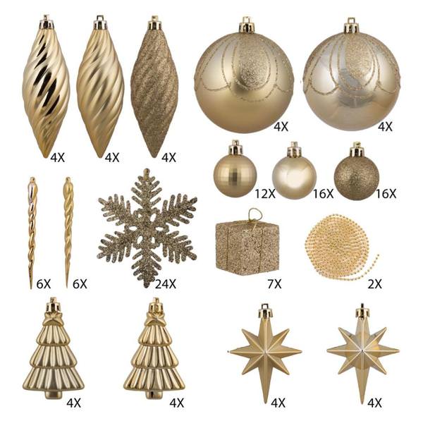 125 Piece Gold Assorted Ornament Set