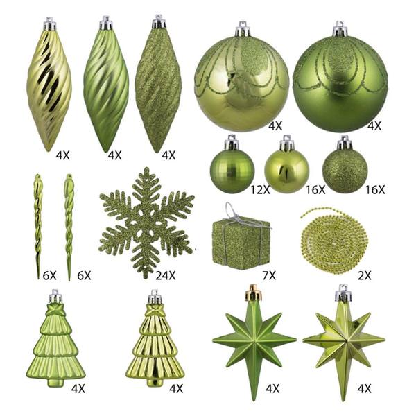 125 Piece Lime Assorted Ornament Set