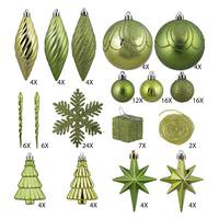 Vickerman 125 Piece Lime Assorted Ornament Set