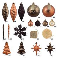 Vickerman 125 Piece Mocha Assorted Ornament Set