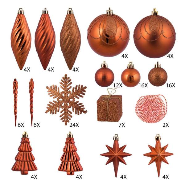125 Piece Burnish Orange Assorted Ornament Set