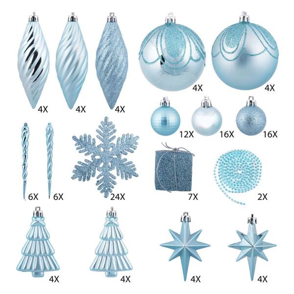 125 Piece Baby Blue Assorted Ornament Set