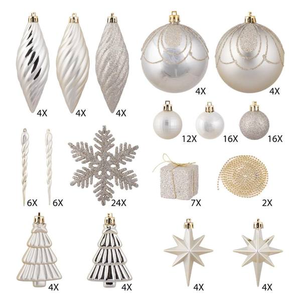 125 Piece Champagne Assorted Ornament Set