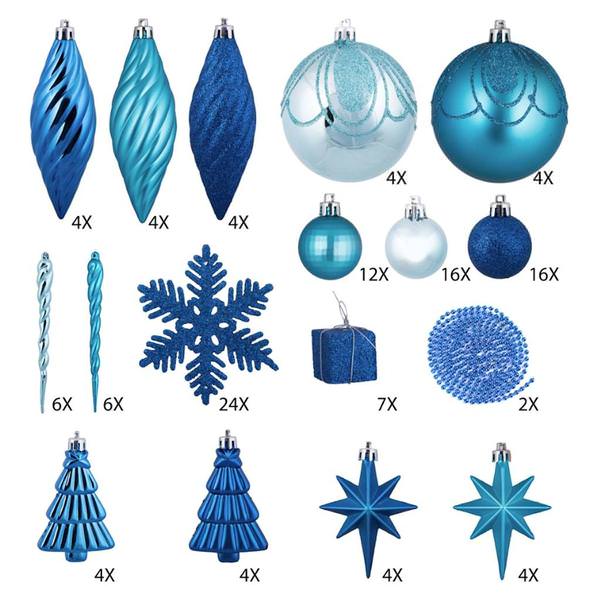 125 Piece Peacock Assorted Ornament Set