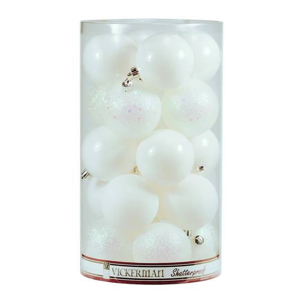 1.6" White Matte Shiny Glitter Sequin Ball Ornament (96 pack)